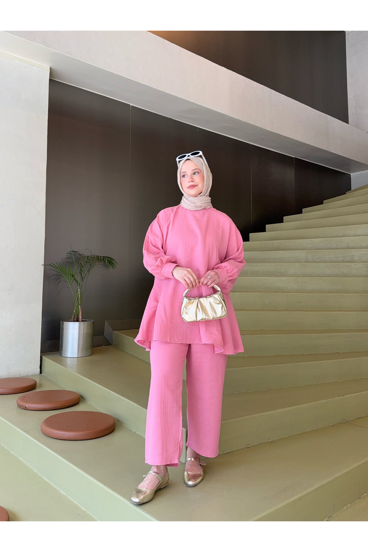 Gül Kurusu Müslin Salaş Takım