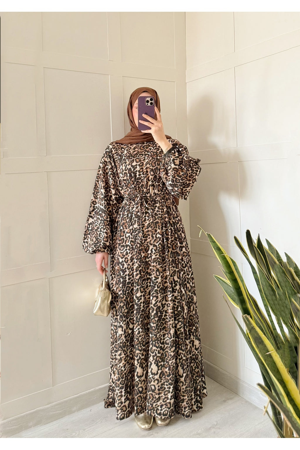 Amora Leopar Desenli Elbise