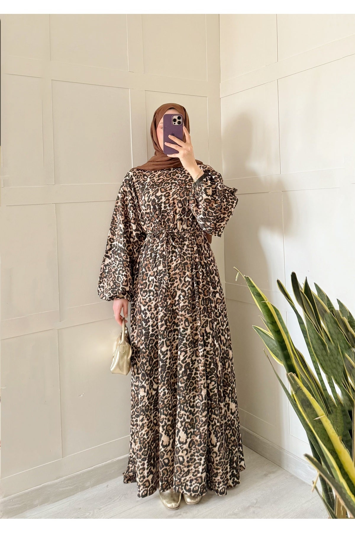 Amora Leopar Desenli Elbise