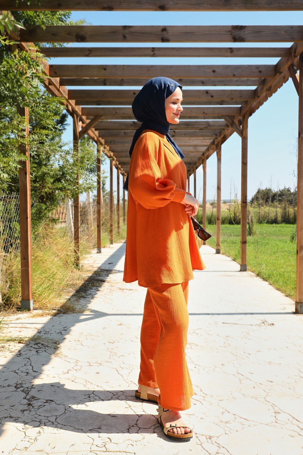Turuncu Müslin Salaş Takım
