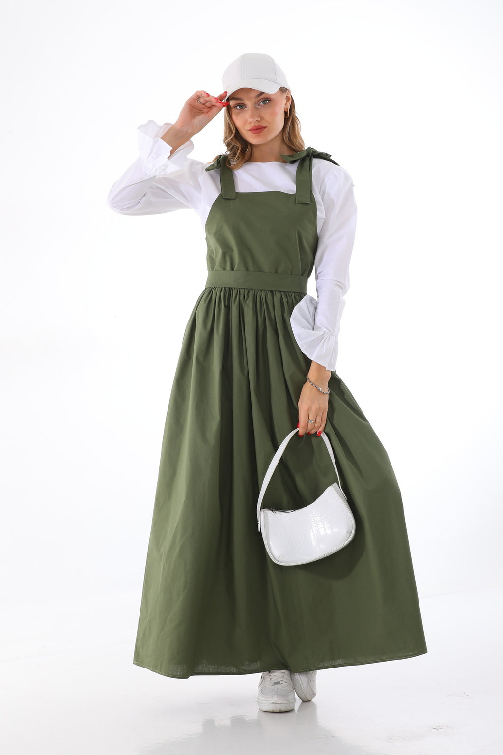 Omuzdan Bağlamalı Kuşaklı Haki Jile