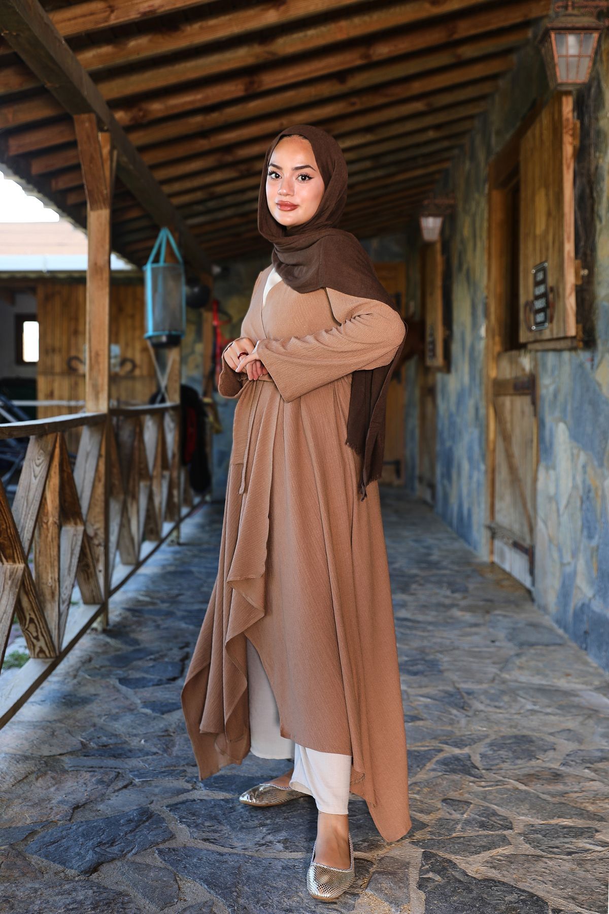 Toprak Bürümcük Uzun Kimono