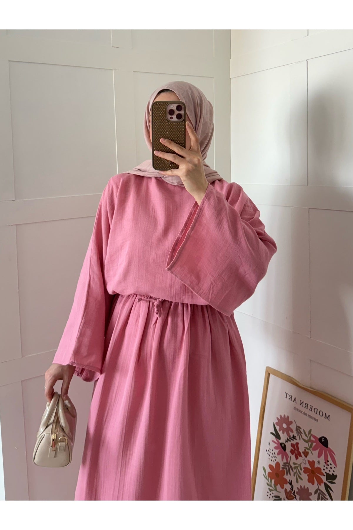 Gül Kurusu Müslin Salaş Bluz