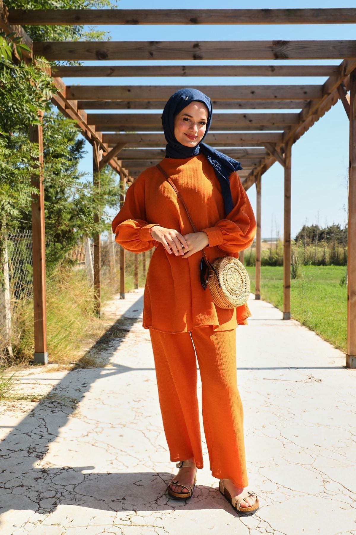Turuncu Müslin Salaş Takım