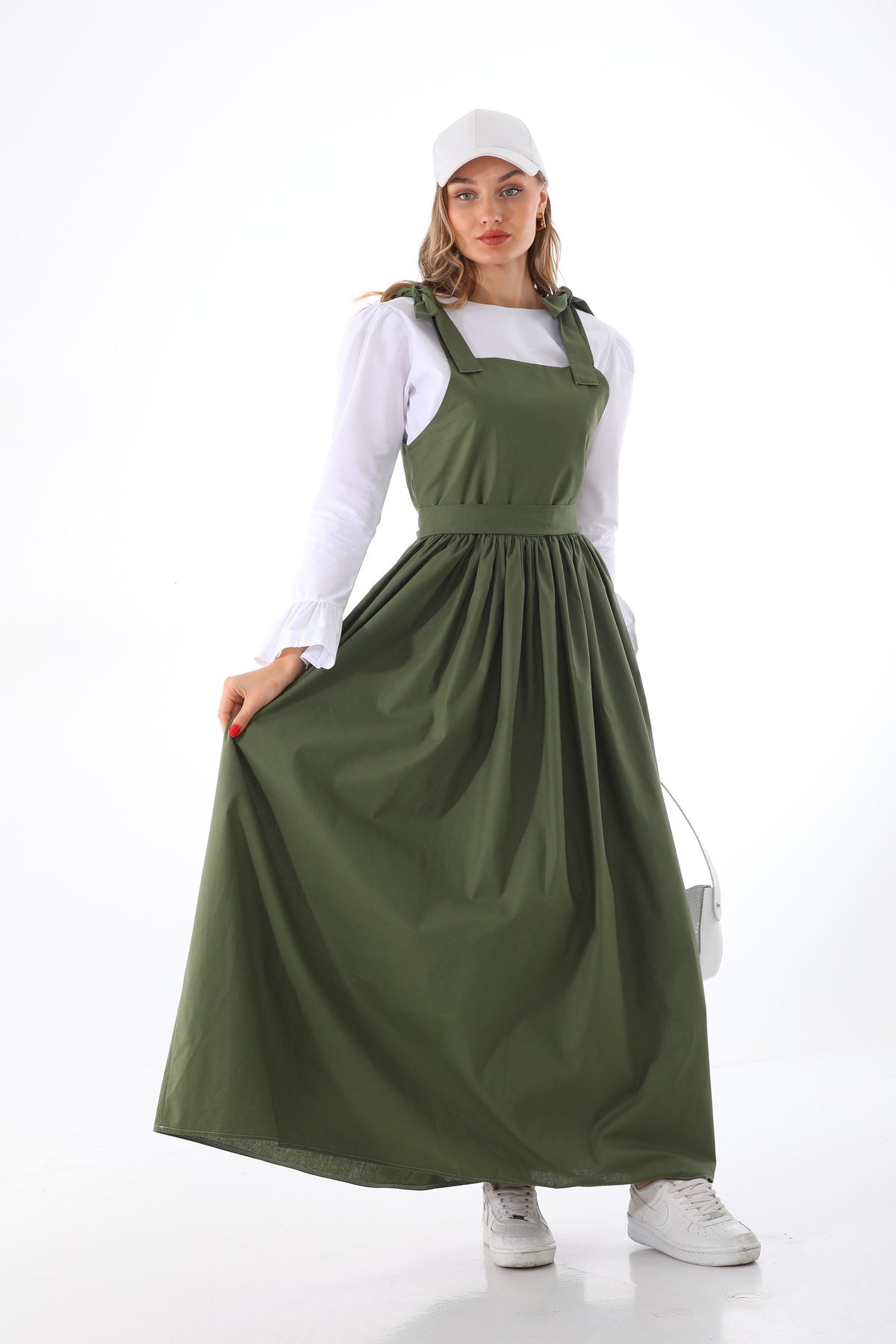 Omuzdan Bağlamalı Kuşaklı Haki Jile