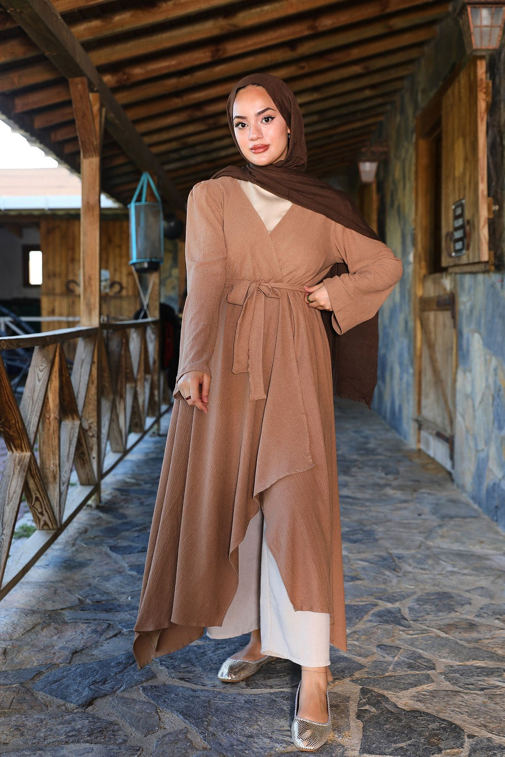 Toprak Bürümcük Uzun Kimono