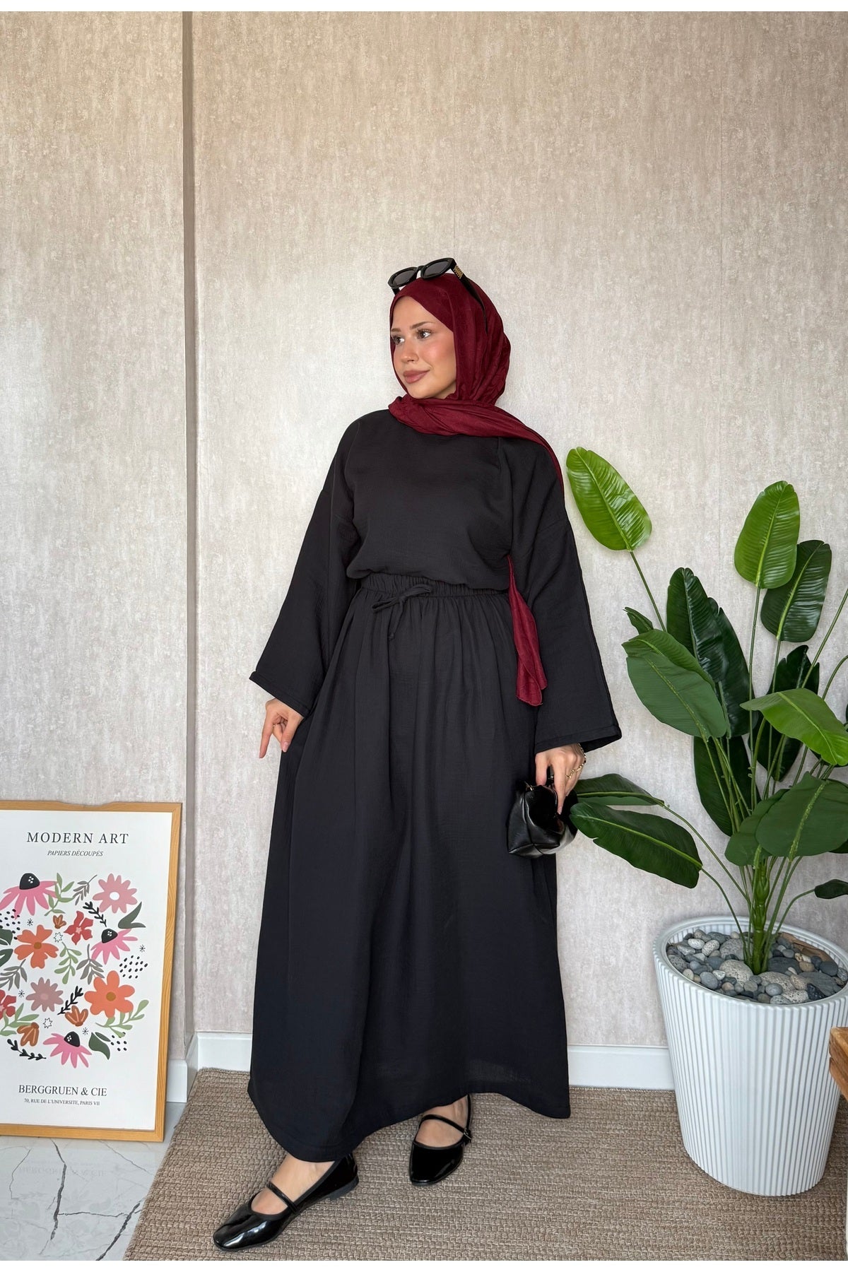 Siyah Müslin Etekli Salaş Takım