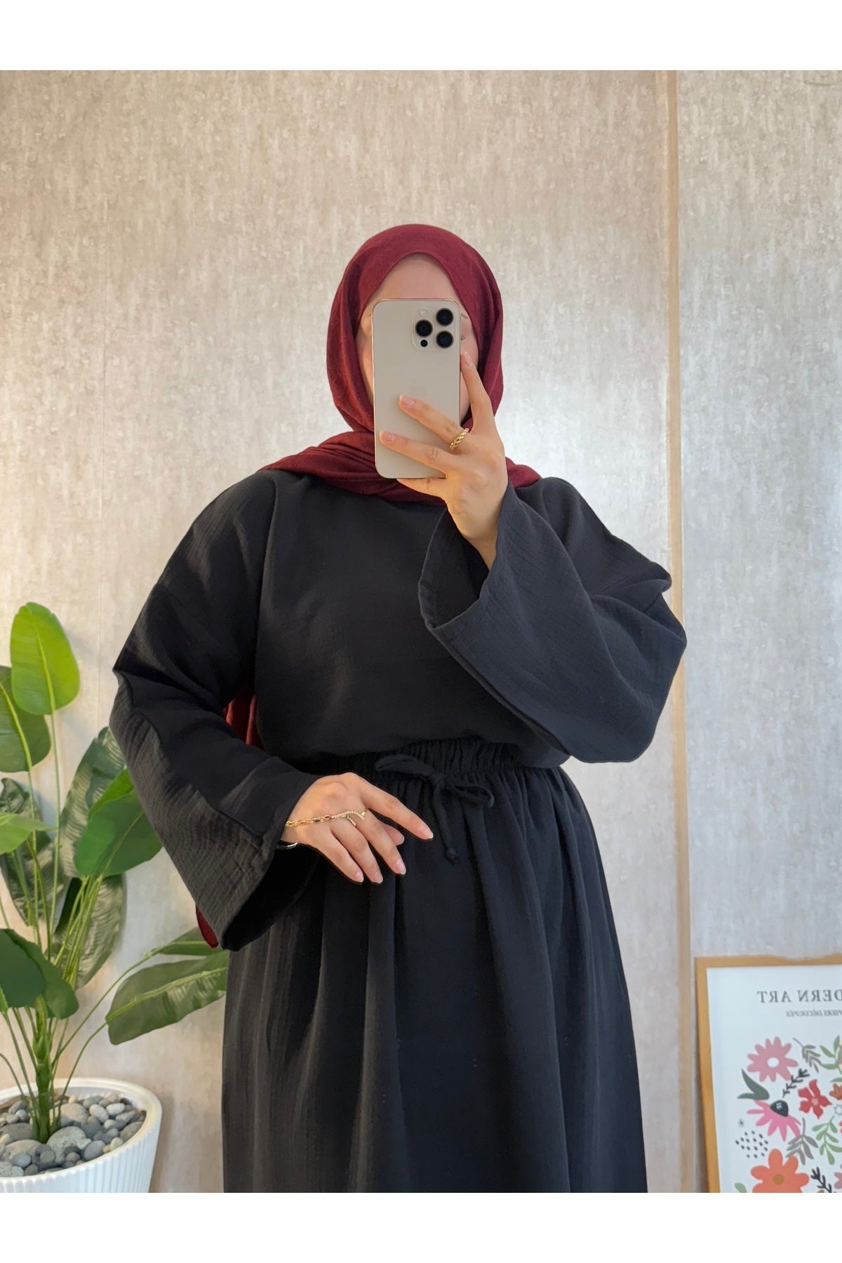 Siyah Müslin Etekli Salaş Takım