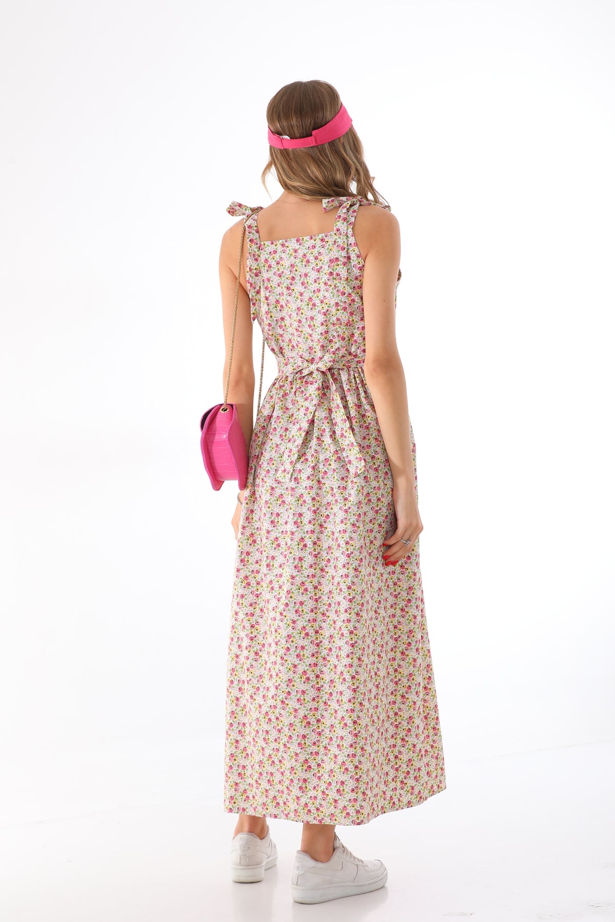 Omuzdan Bağlamalı Kuşaklı Çiçek Desenli Jile