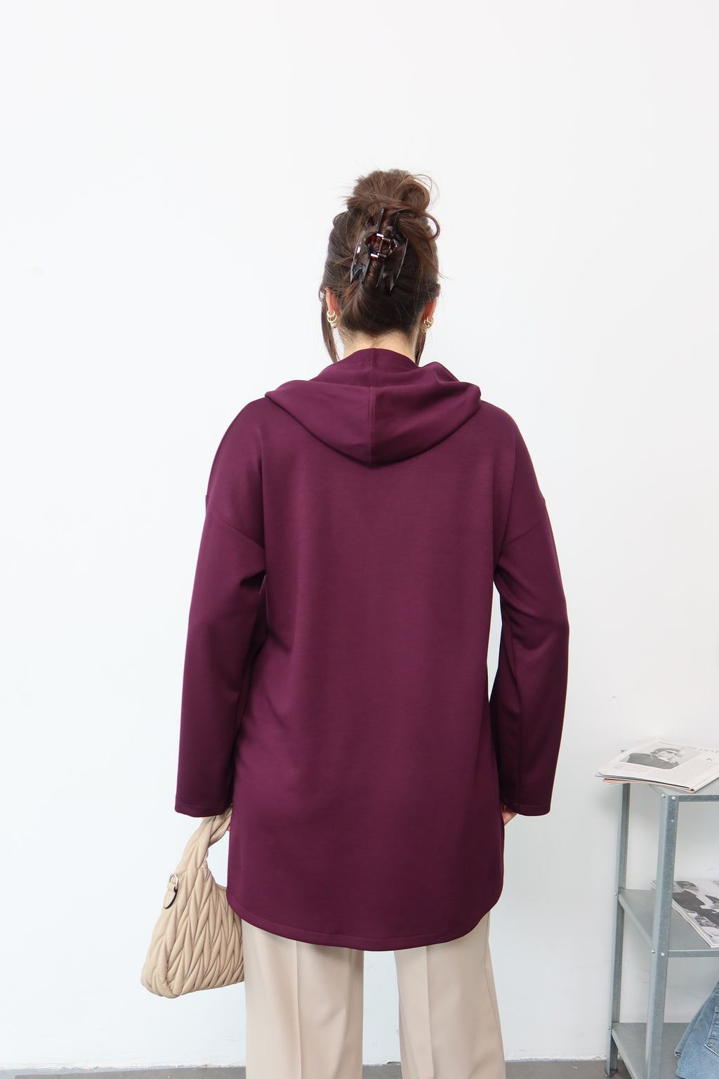 Bordo Kapüşonlu Sweatshirt