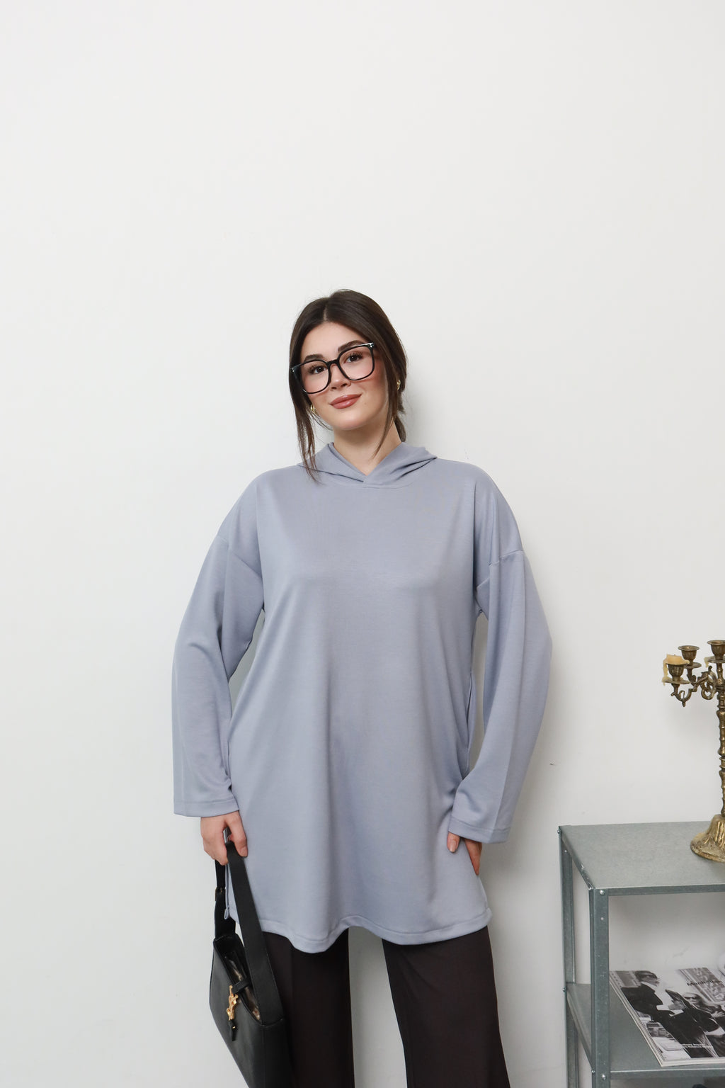 Gri Kapüşonlu Sweatshirt