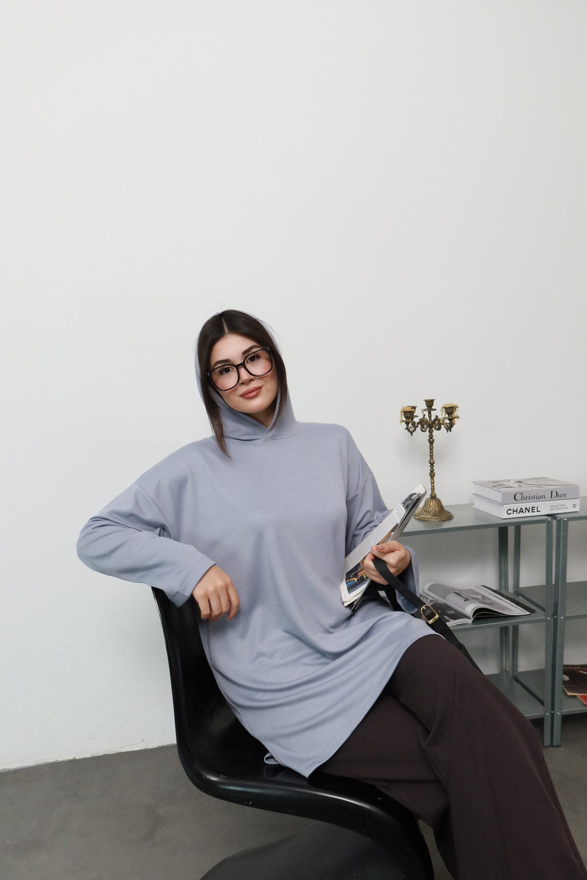 Gri Kapüşonlu Sweatshirt