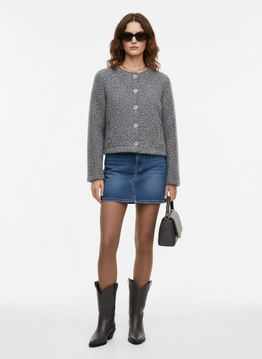 Gri Kaşe Bomber Ceket