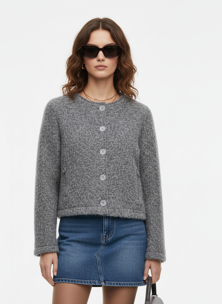 Gri Kaşe Bomber Ceket