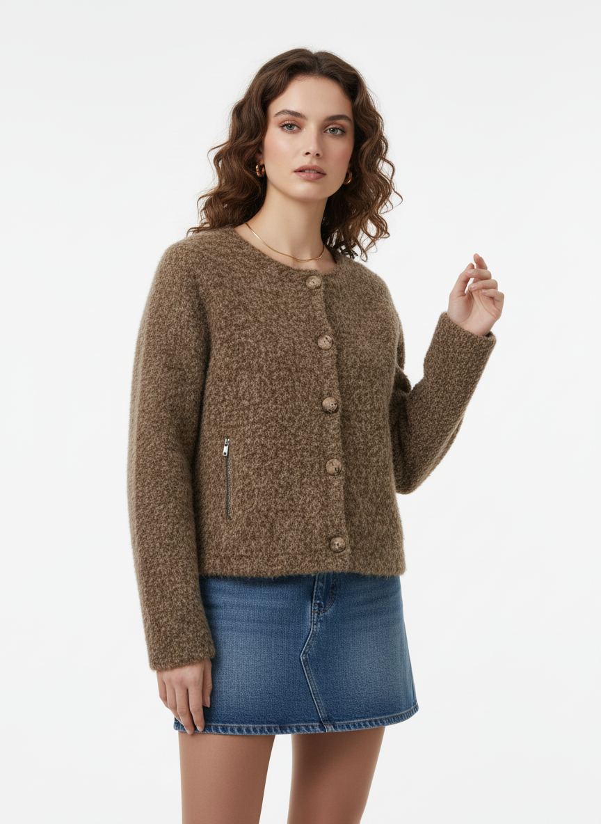 Kahverengi Kaşe Bomber Ceket