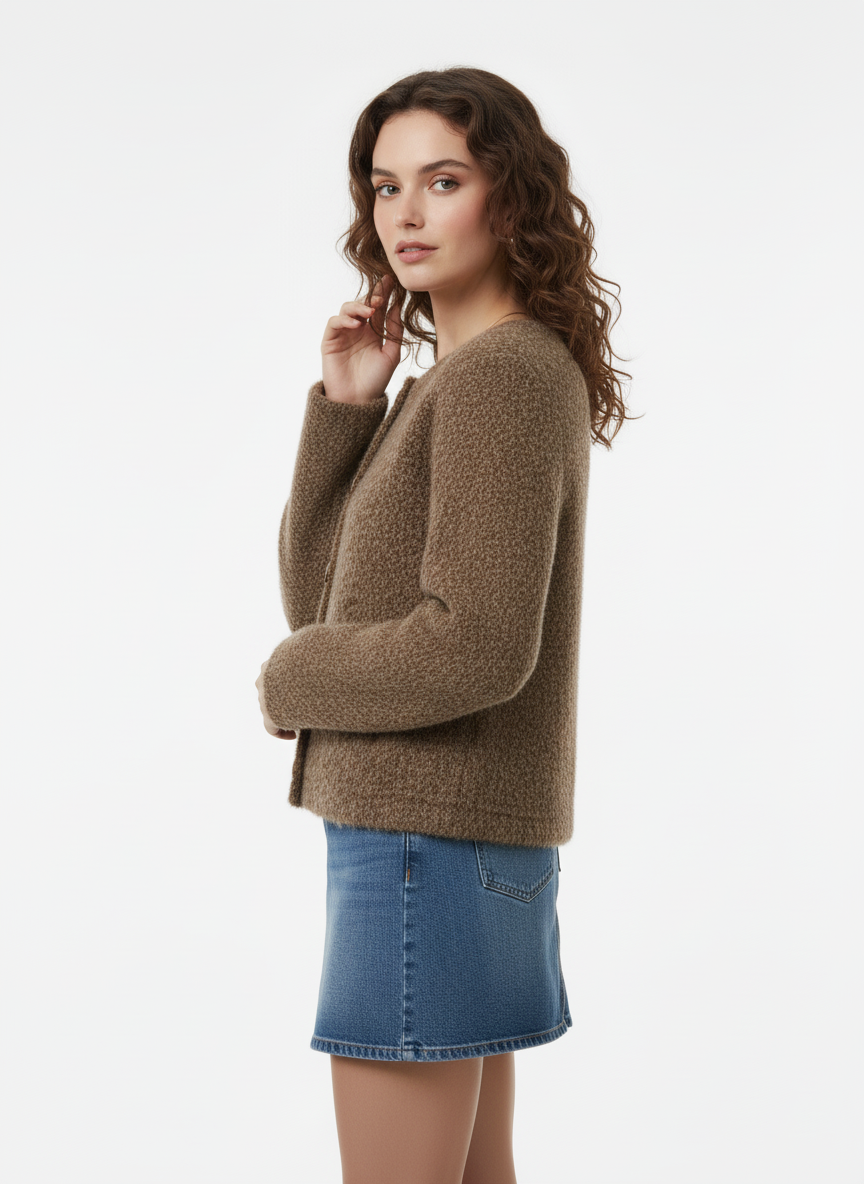 Kahverengi Kaşe Bomber Ceket