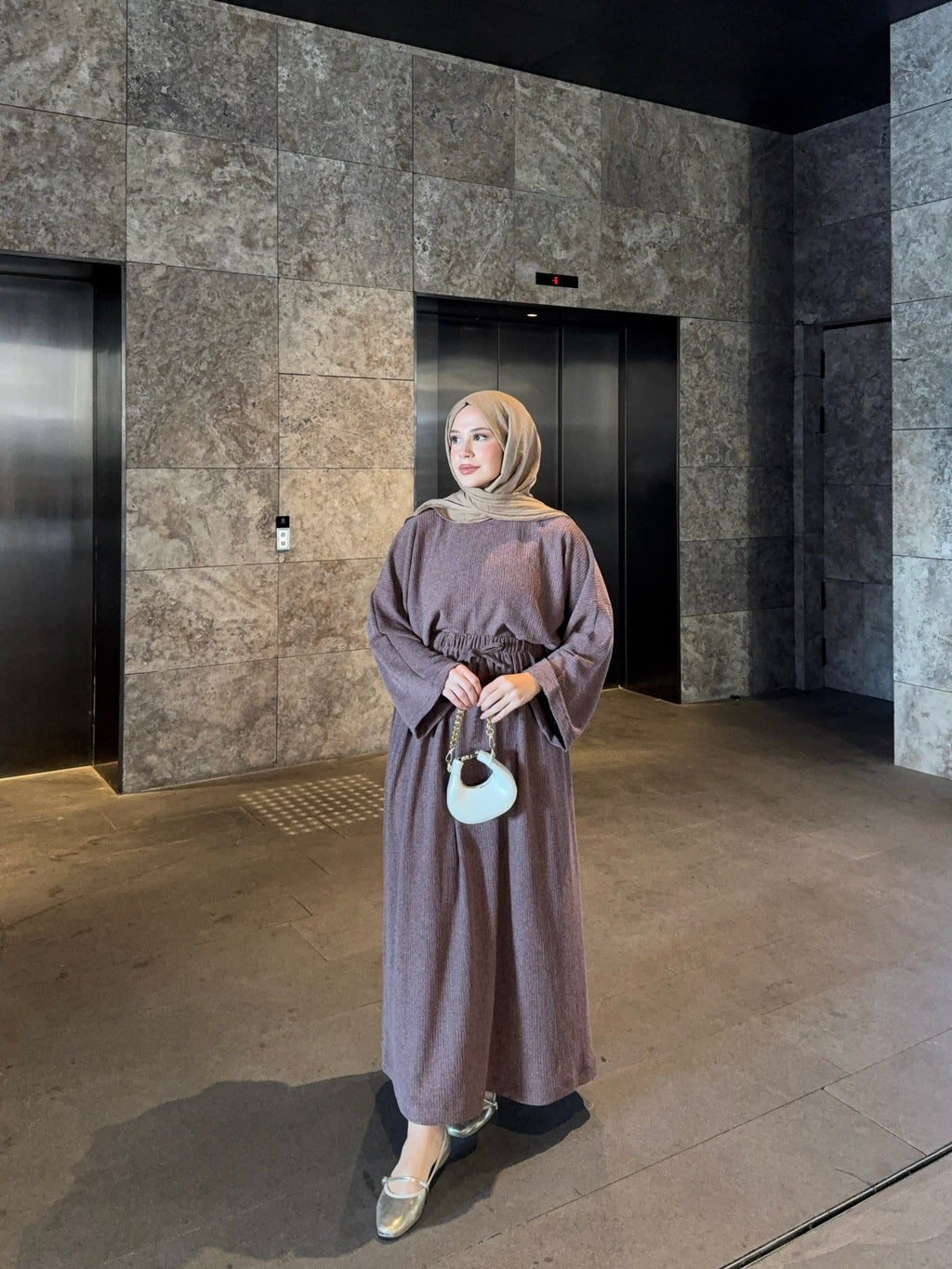 Kadın Örme Kahverengi Etekli Salaş Takım