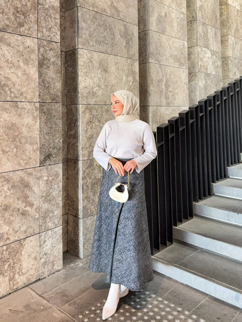 Kışlık Kloş Etek Gri