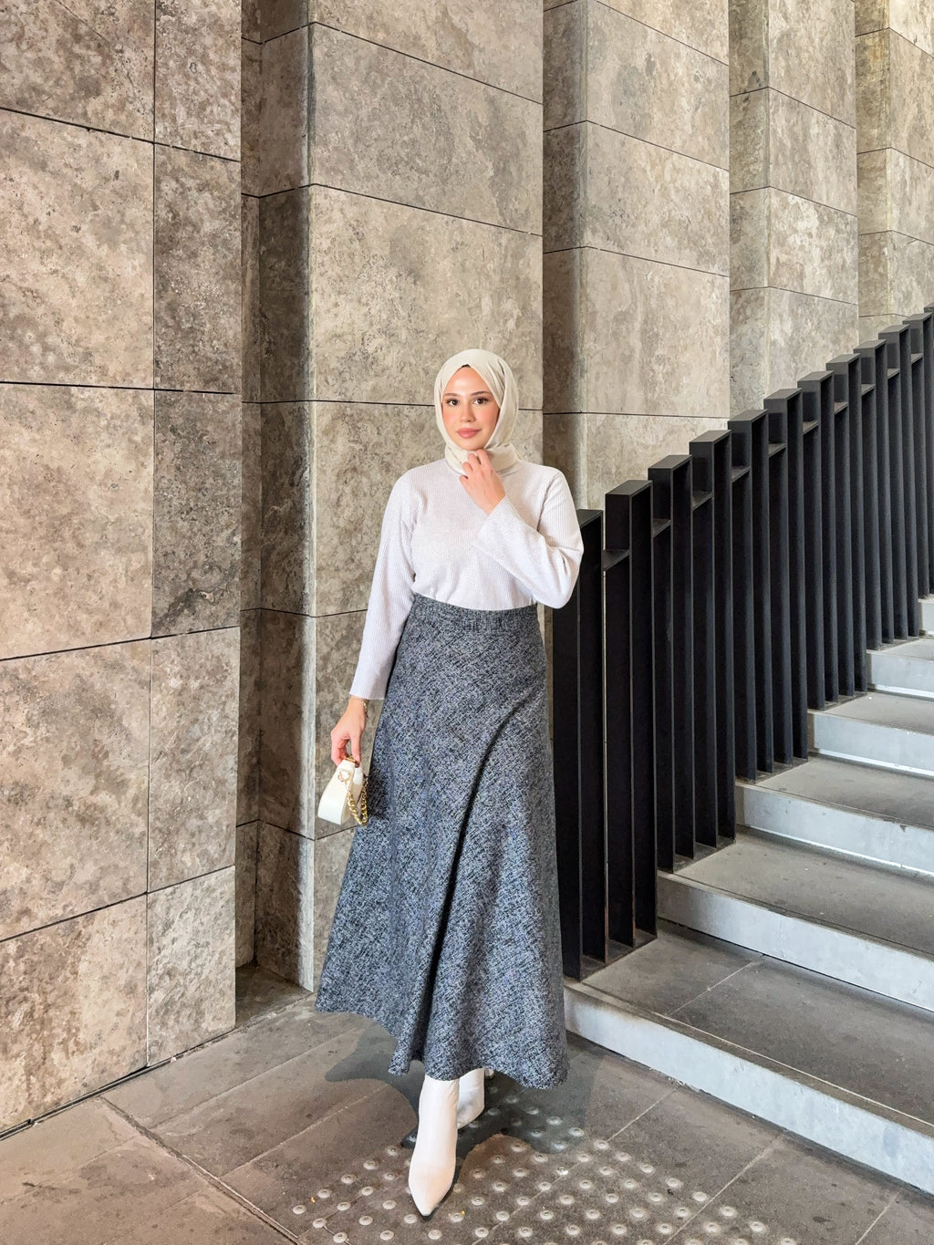 Kışlık Kloş Etek Gri