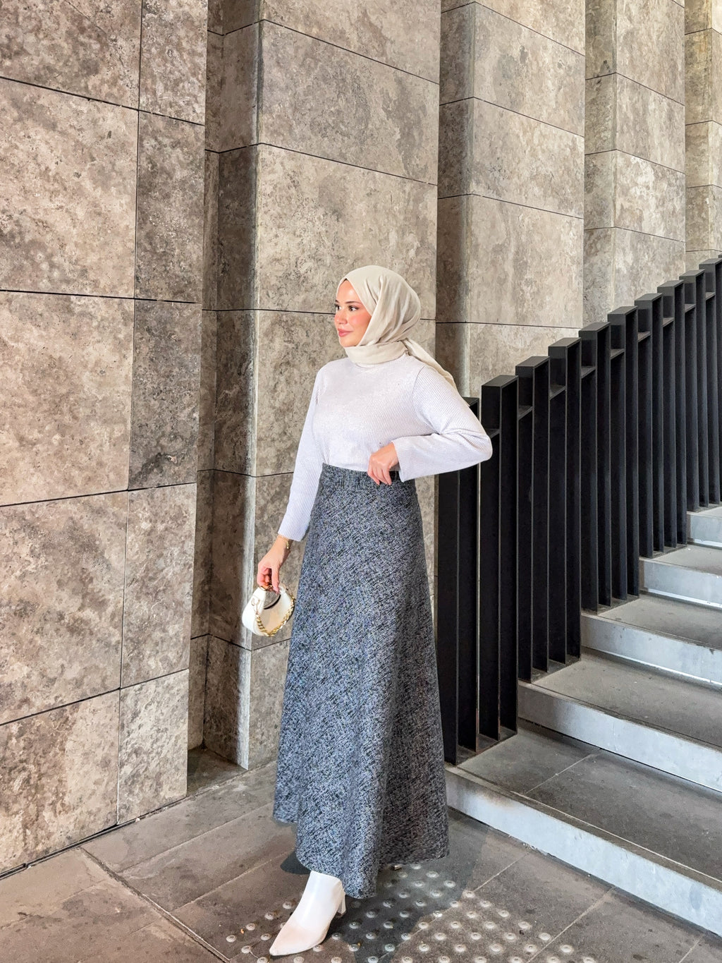 Kışlık Kloş Etek Gri