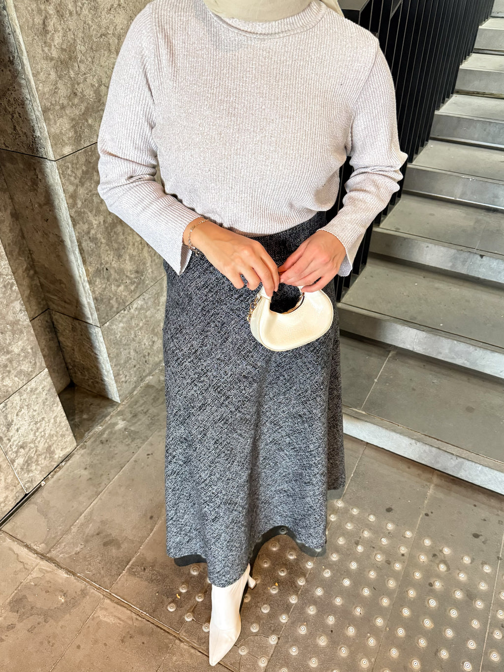 Kışlık Kloş Etek Gri