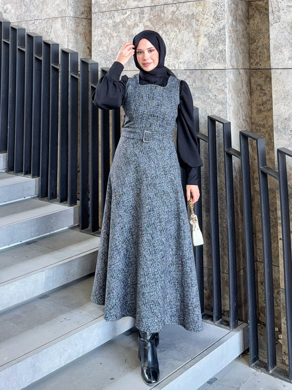 Kuşaklı Kışlık Gri Jile