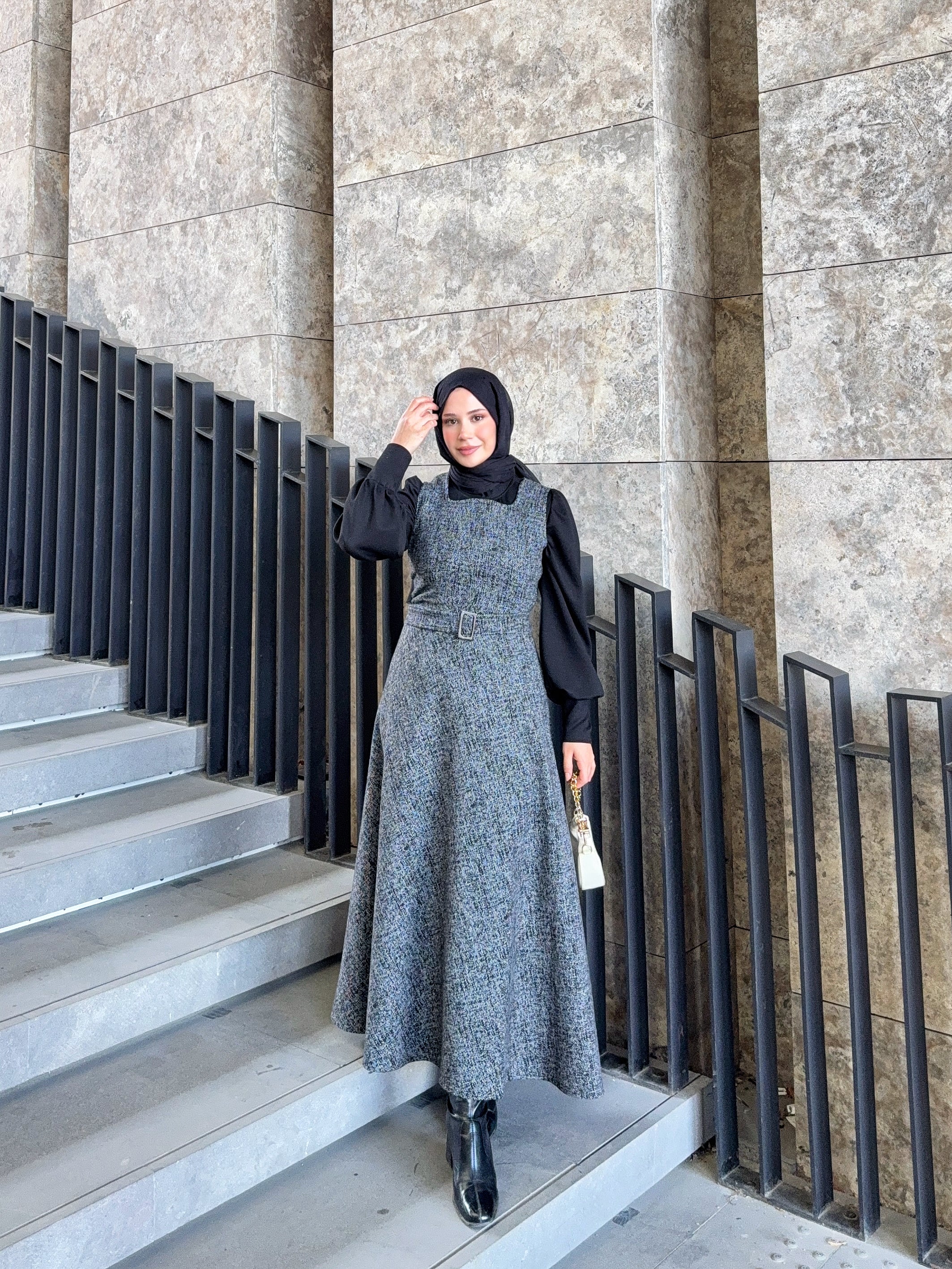 Kuşaklı Kışlık Gri Jile