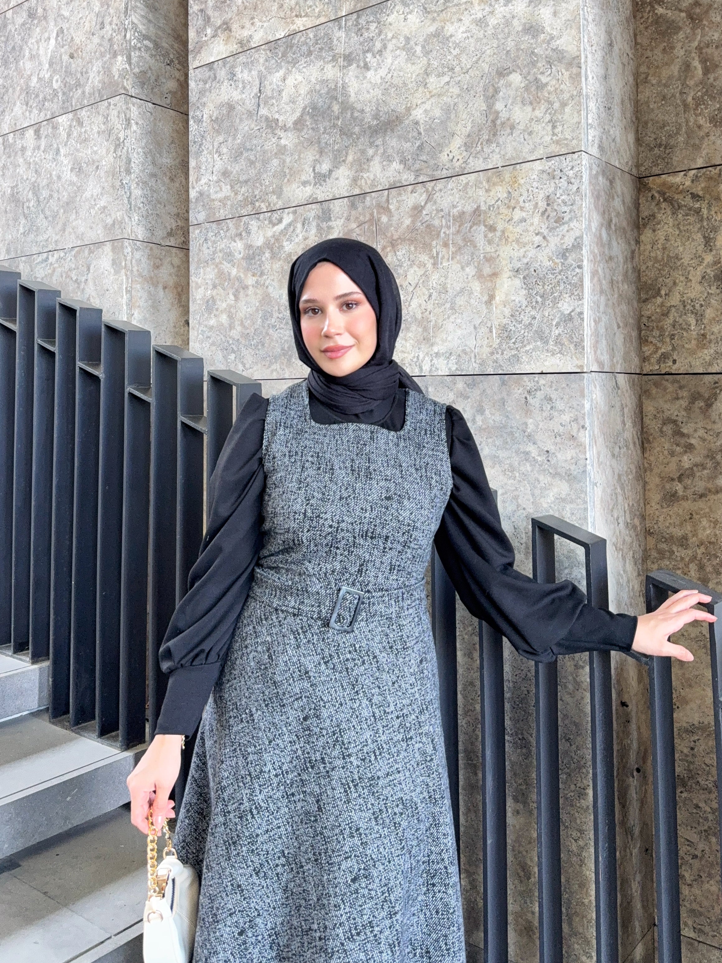 Kuşaklı Kışlık Gri Jile