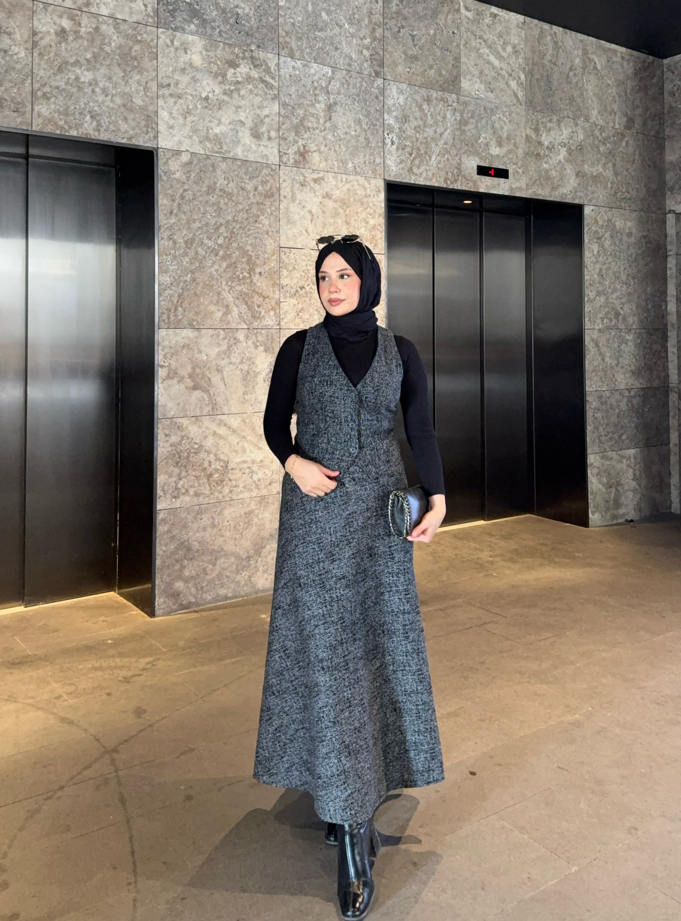 Gri Kışlık Yelekli Takım