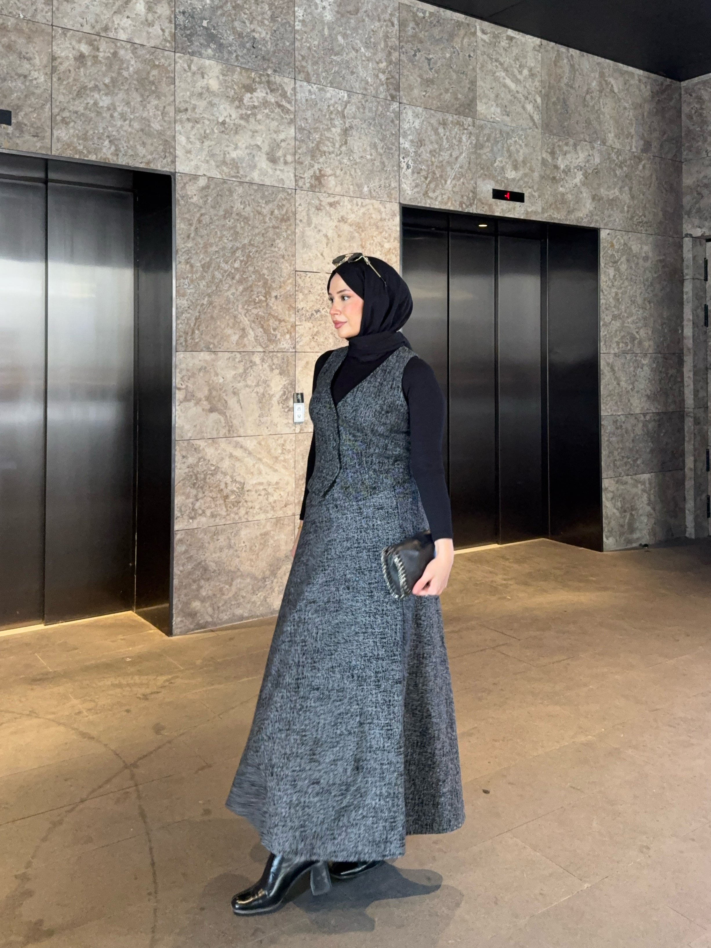 Gri Kışlık Yelekli Takım