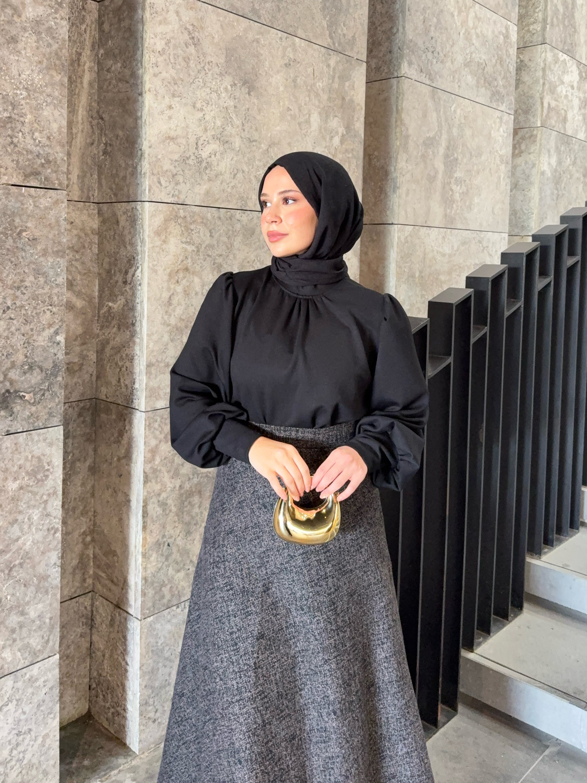 Kışlık Kloş Etek Kahverengi