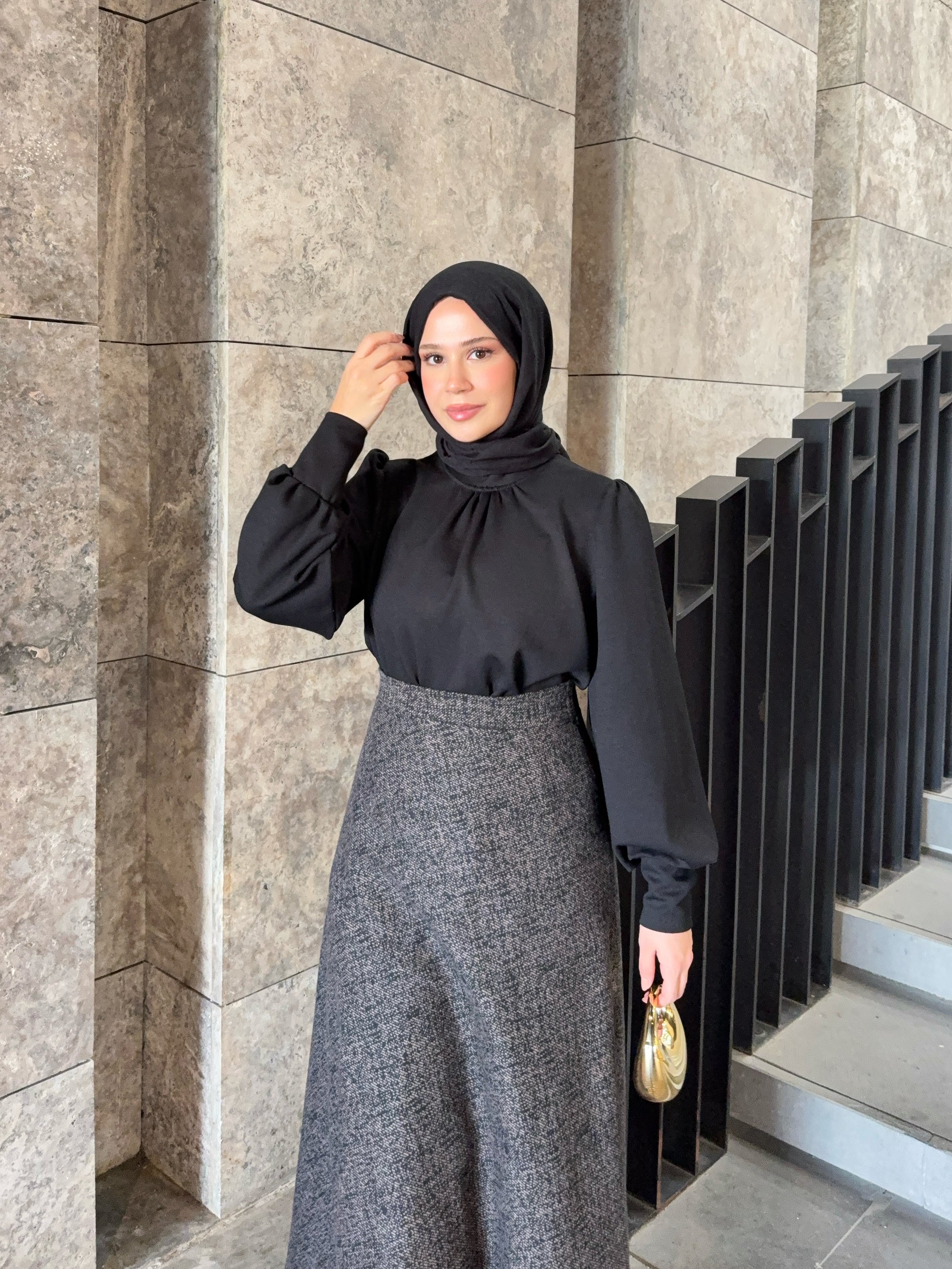 Kışlık Kloş Etek Kahverengi