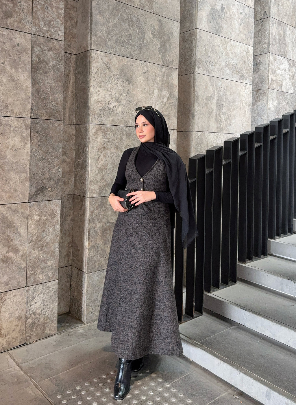 Kahverengi Kışlık Yelekli Takım