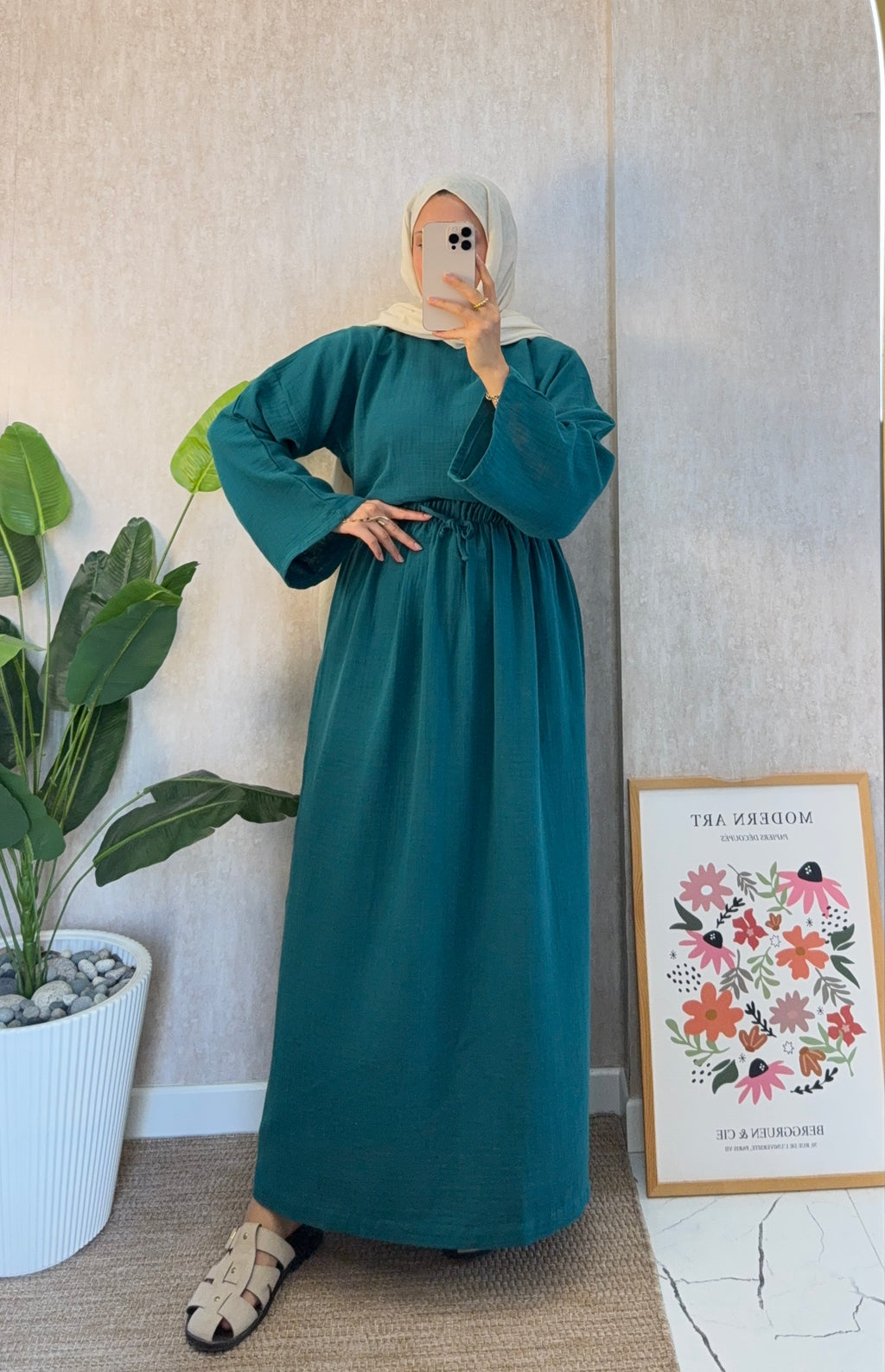 Petrol Yeşil Müslin Etekli Salaş Takım