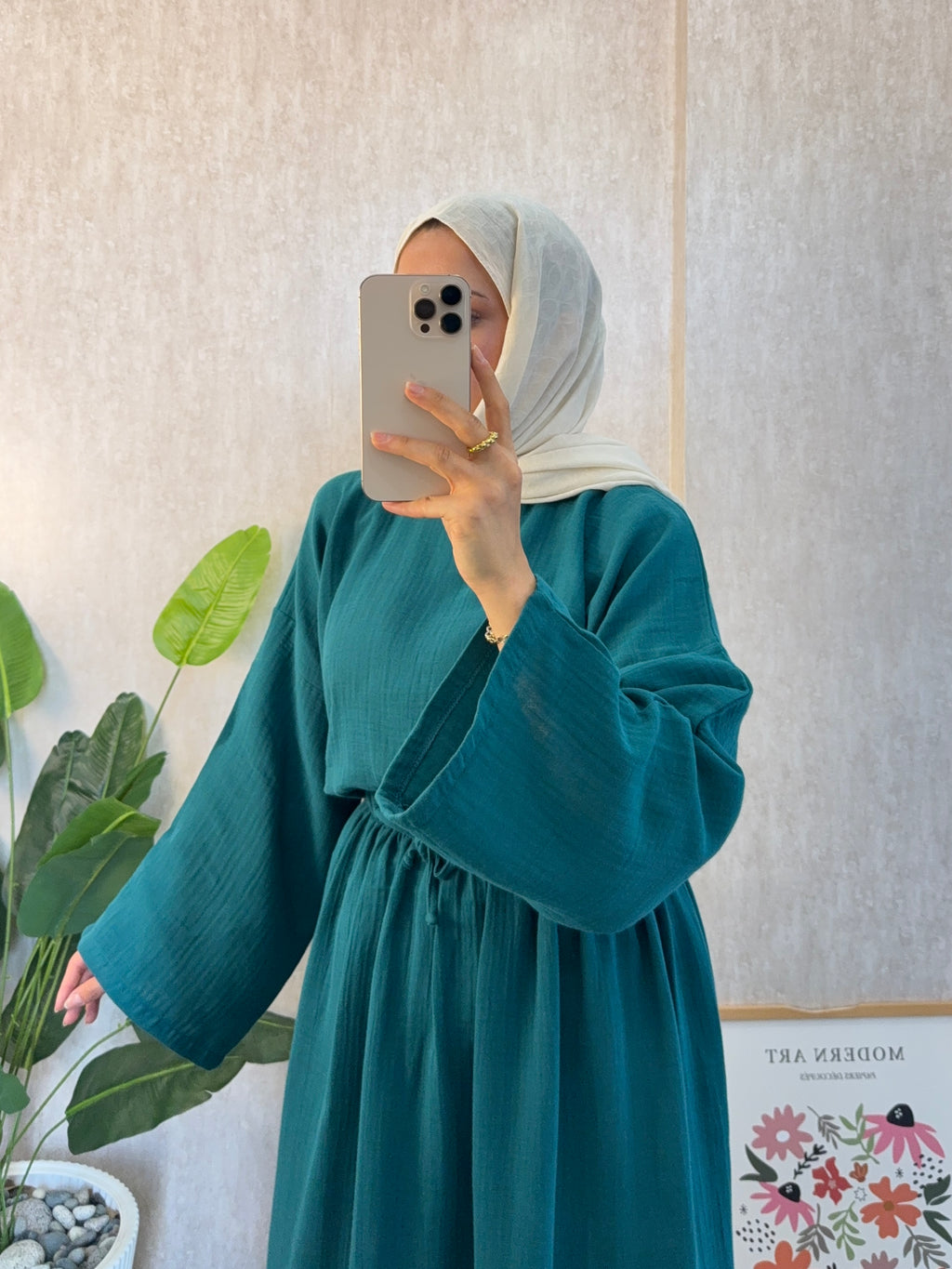 Petrol Yeşil Müslin Etekli Salaş Takım