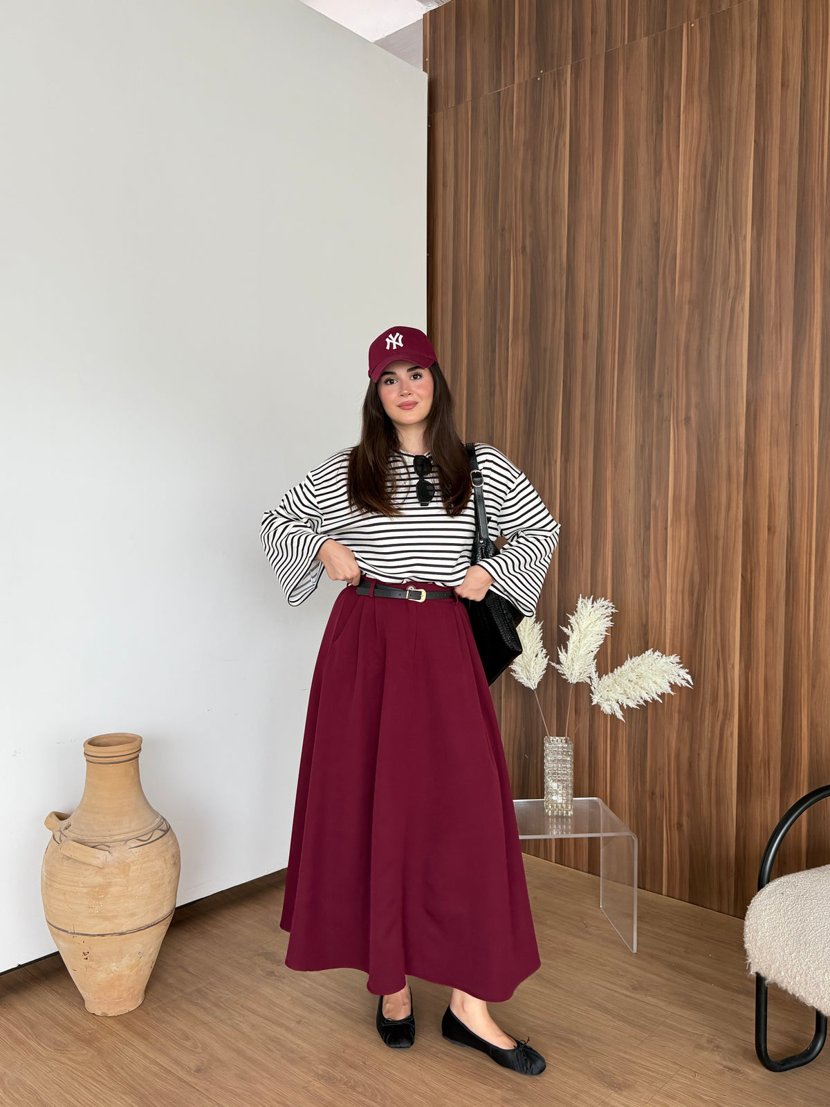 Siyah Çizgili Bluz