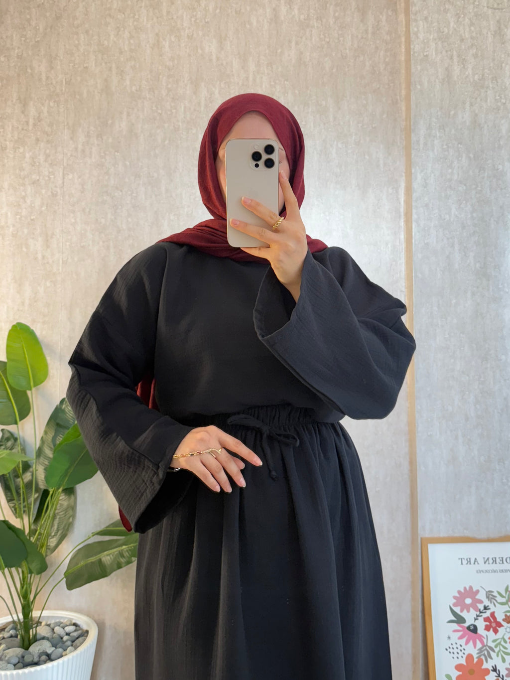 Siyah Müslin Etekli Salaş Takım