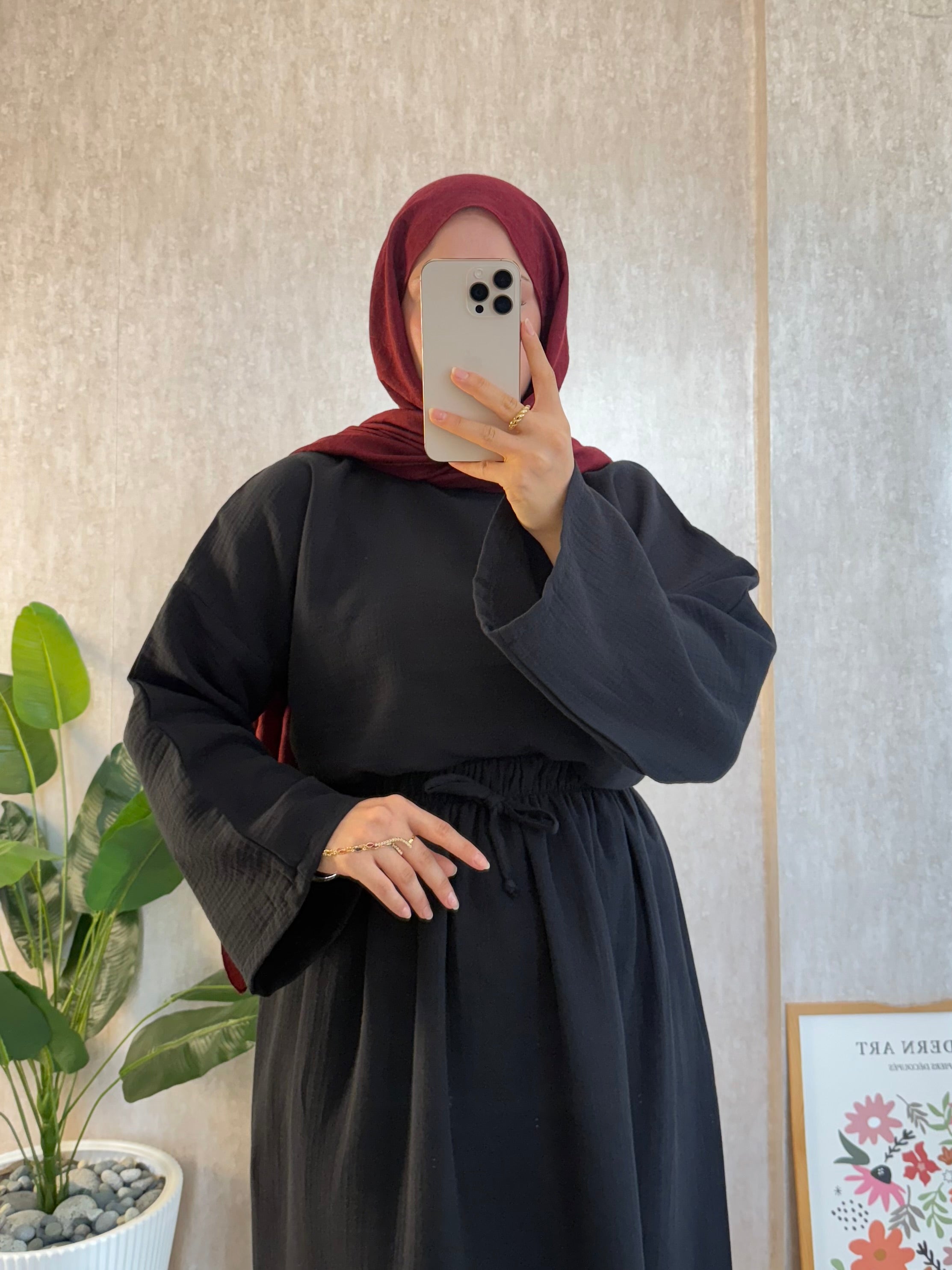 Siyah Müslin Etekli Salaş Takım