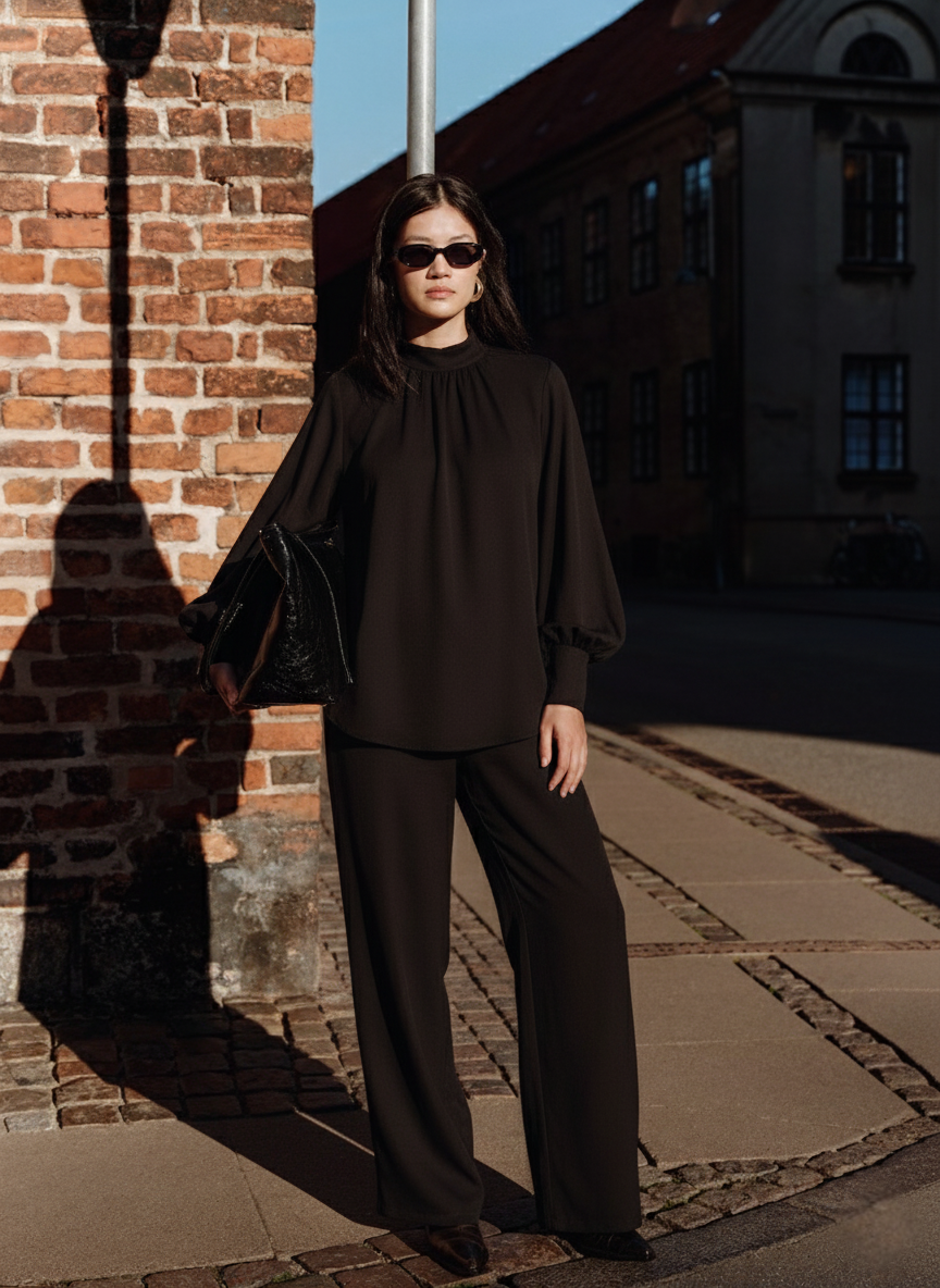 Kadın Siyah Pantolonlu Takım